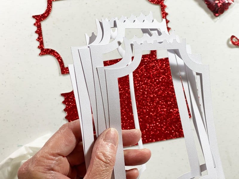 Glue the six border pieces together.